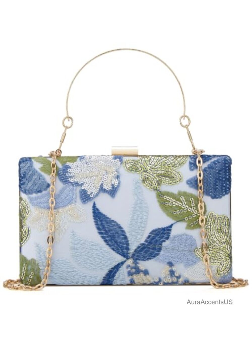 Sequin Floral Embroidery Evening Clutch Mini Crossbody Purse Wedding Party Bag